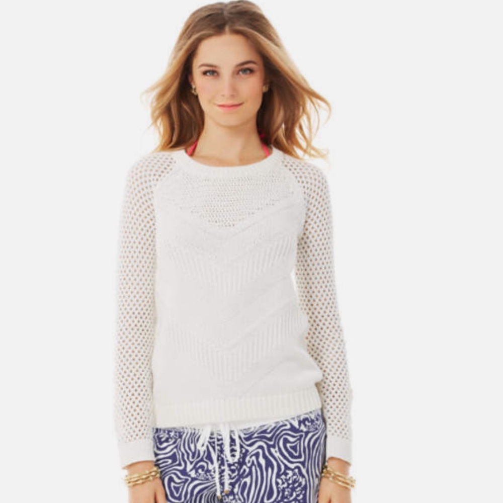 Lilly Pulitzer White Blythe Pullover Crewneck Sweater NWT Small